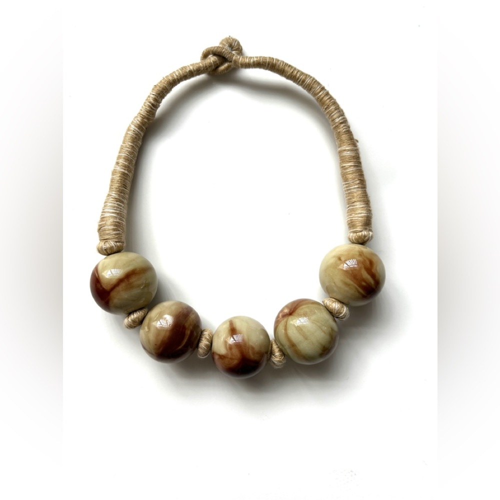 Beige and Brown Beaded Necklace